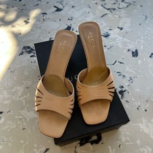 Gucci Women's Nude Leather Mules